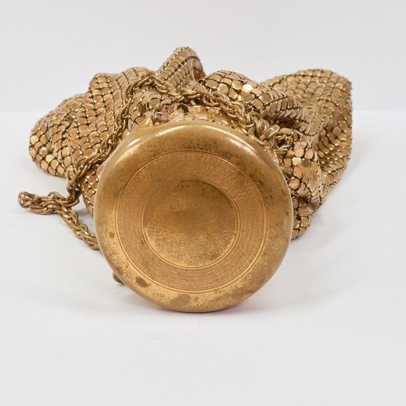 Whiting & Davis Mesh Purse / Vintage Gold Tone Metal Evening Bag / Made in USA - Picture 4 of 12